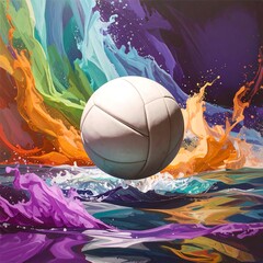 Abstract volleyball in vibrant colors