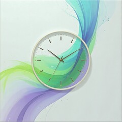 Abstract wall clock with flowing colors