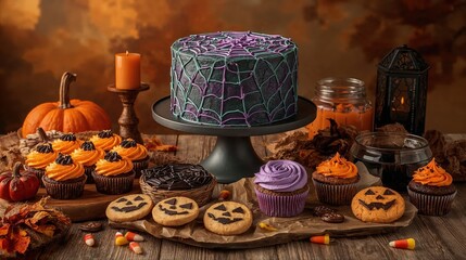 Fototapeta premium Halloween baking with decorations