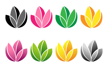 Leaves or flowers of different colors. Abstract illustration of plants.