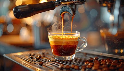 Espresso pouring into a glass cup (1)