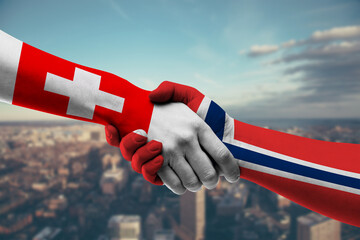 Shaking hands Switzerland and_Norway