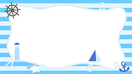 水色ストライプのマリンフレーム16：9