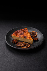 Cake, cheesecake sweet dessert, slice of delicious sweetness on a plate. Piece of cheesecake