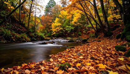 Autumnal forest stream