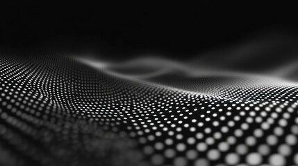 Abstract black white waving dotted surface