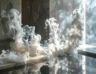 Abstract smoke patterns on marble