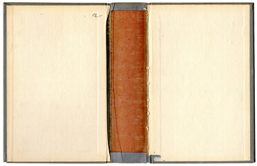 Alte Buchinnenseite ohne Buchblock - 12 EUR Preis in Handschrift notiert