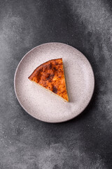 Cake, cheesecake sweet dessert, slice of delicious sweetness on a plate. Piece of cheesecake