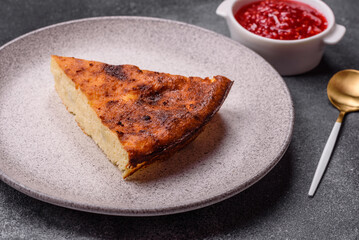 Cake, cheesecake sweet dessert, slice of delicious sweetness on a plate. Piece of cheesecake