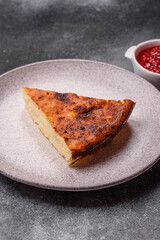 Cake, cheesecake sweet dessert, slice of delicious sweetness on a plate. Piece of cheesecake