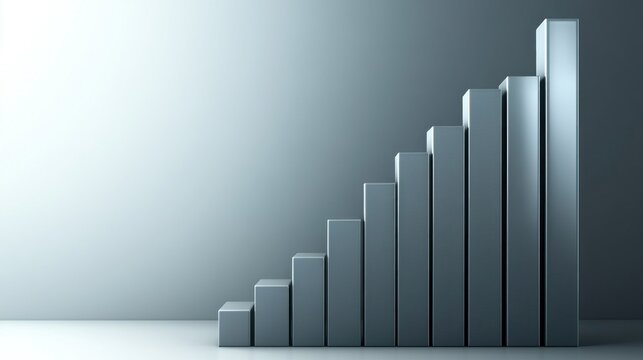 Ascending 3 d bar graph growth and progress