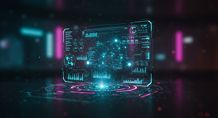 Futuristic 3D hologram interface background