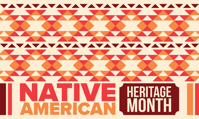 Native American Heritage Month in November. American Indian culture. Celebrate annual in United States. Tradition pattern. Poster, card, banner and background. Vector ornament, illustration