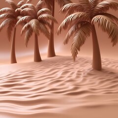 Monochromatic scene of palm trees on a sandy beach rendered in a stylized 3D illustration ideal for tropical backgrounds