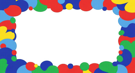 Colorful Abstract Frame with Geometric Shapes and Vibrant Colors.