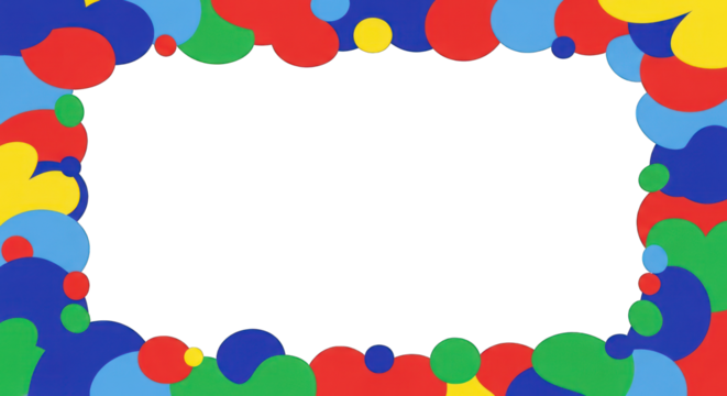 Colorful Abstract Frame with Geometric Shapes and Vibrant Colors.