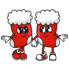 Bright colorful christmas stocking mascot vibrant vector retro design festive holiday decoration for home