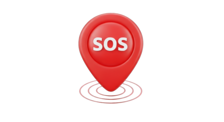 Red SOS Marker with Concentric Circles.