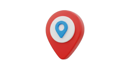 3D Rendered Red White and Blue Location Pin.