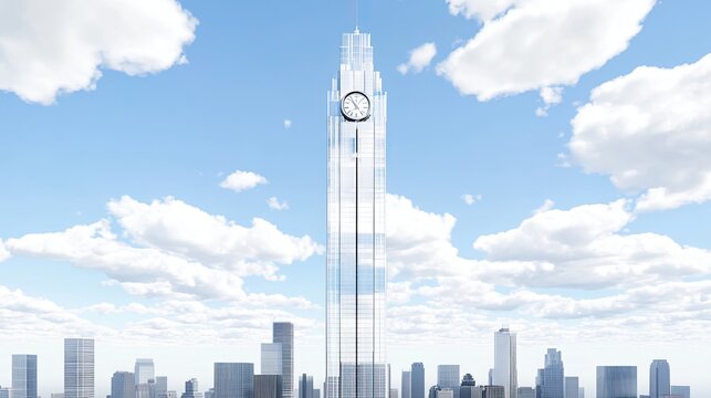 Skyscraper clock tower urban cityscape