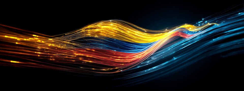 Futuristic Digital Animation of Ecuador Flag Waving in Abstract Colors and Dynamic Waves