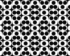 Seamless black and white retro geometric dot pattern vector background