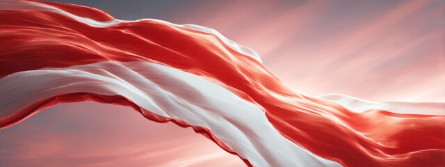 Futuristic Digital Animation of a Waving Flag of Greenland with Soft Waves and Dreamy Background