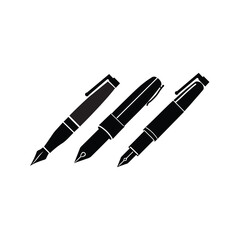 Black and white silhouette design fountain pen
