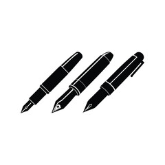 Black and white silhouette design fountain pen