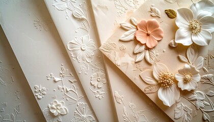 Stacked panels of embossed floral designs