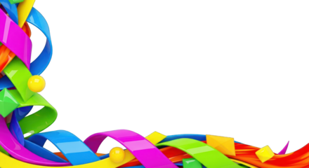 Colorful Abstract Ribbons with Geometric Shapes Design.