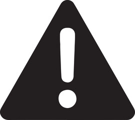 Silhouette warning triangle icon, safety alert symbol, caution sign vector EPS file.