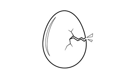 A cracked egg symbolizing the beginning of new life and hatching process.