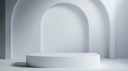 White pedestal product display on curved background