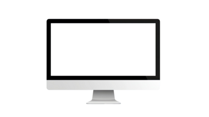 Computer with blank screen modern technology device symbol of digital work office desktop monitor display isolated on white background
