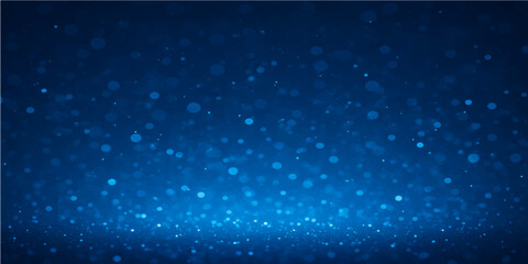 Fototapeta premium Blue night sky with glowing stars and snowflakes