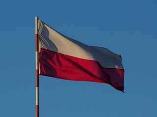 polisch flag in the blue sky background