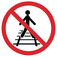 No walking on railway tracks prohibited sign