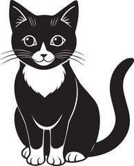 set of black silhouettes of cat vector
