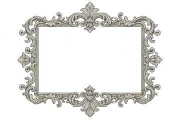 Vintage baroque picture frame featuring intricate golden scrollwork, decorative carved elements on transparent isolated background