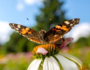 Naklejka premium Close-up of butterfly on flower