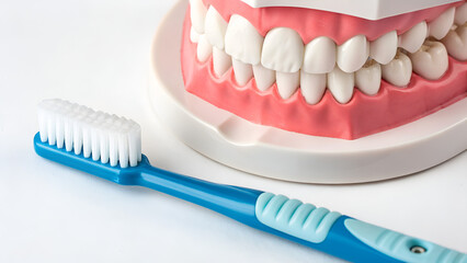 Toothbrush blue with toothpaste isolated with sample teeth for toothpaste testing on white background