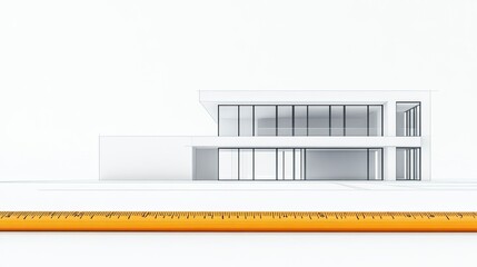 Modern house design sketch with ruler