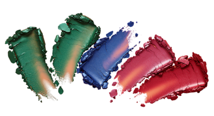 colorful paint splashes overlapping each other on transparent background