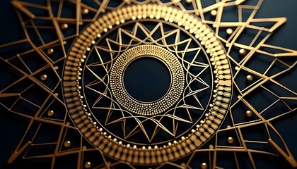 Obraz premium Elegant Golden Abstract Geometric Mandala Pattern Luxury Background