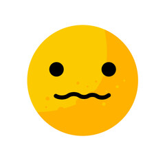 Confused emoji face with wavy lips - vector icon