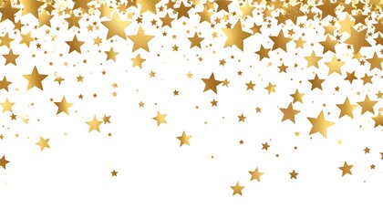Gold stars confetti on white background
