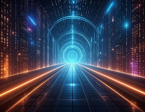 Futuristic digital tunnel (1) - Powered by Adobe
