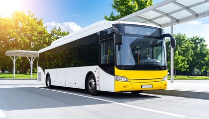 City bus at a sunny bus stop (1)